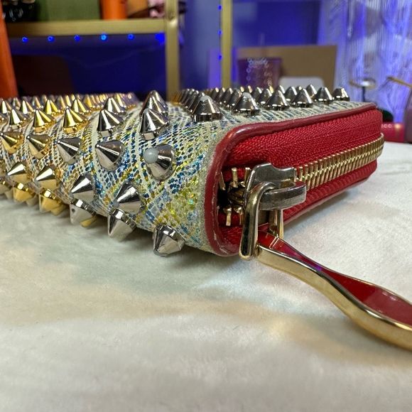 🧧SOLD🧧CHRISTIAN LOUBOUTIN Panettone unicorn suede spikes wallet Sold Out - Picture 8 of 16